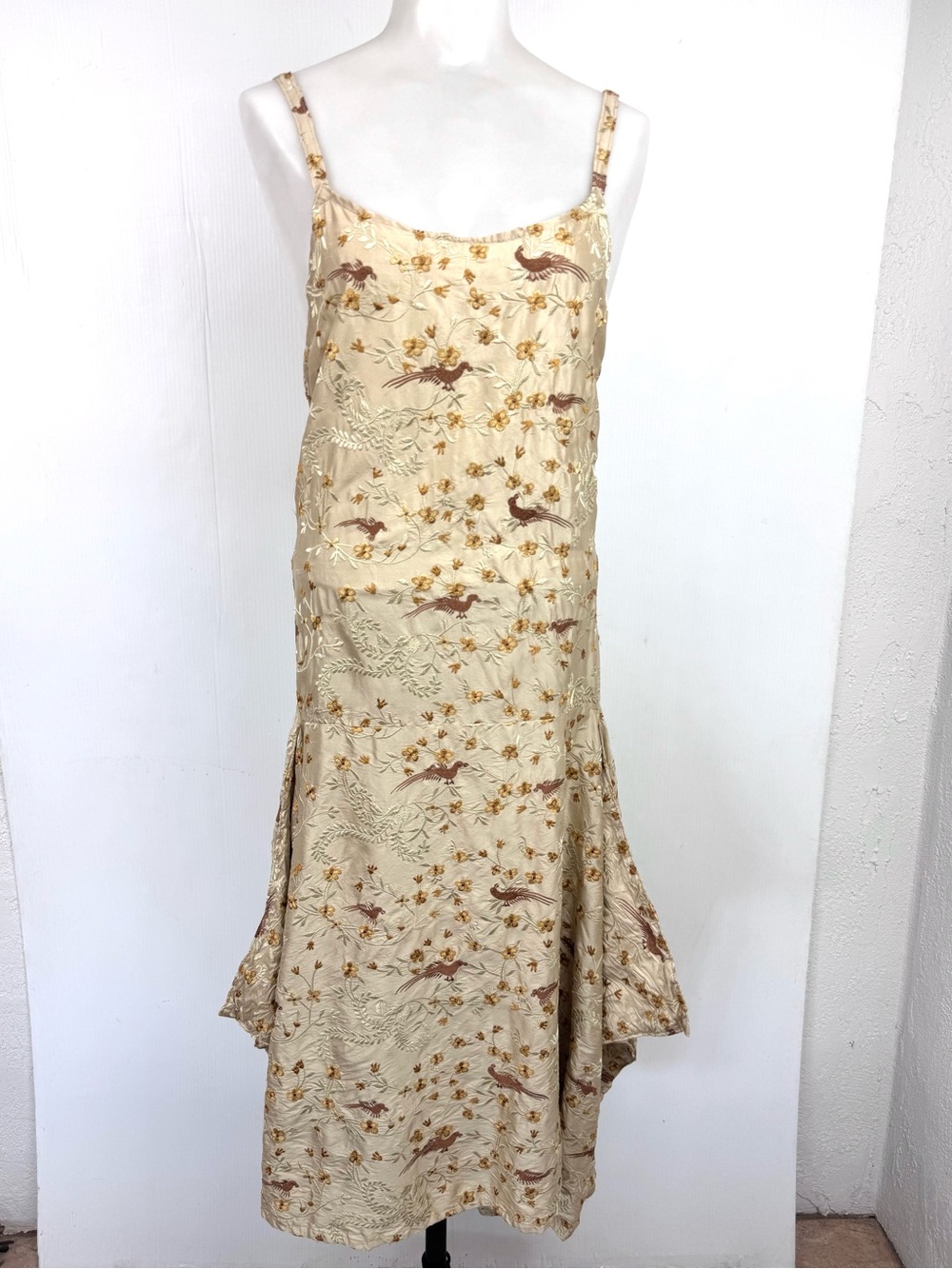 Beige Floral Midi Sundress with Adjustable Straps - Picture 2 of 14